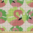 thumbnail image 2 of Ambesonne Exotic Fabric by the Yard Upholstery, Flamingo in Design, 5 Yards, Fern Green and Pink, 2 of 5