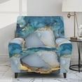 thumbnail image 2 of Xoenoiee Blue Golden Marble Pattern Recliner Chair Covers, Lazy Boy Recliner Covers Stretch Couch Cover Slipcovers 4 Pieces Furniture Protector with Elastic Bottom for Dogs Cats Kids, 2 of 7