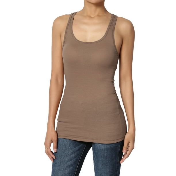 TheMogan Women's S 3XL Stretchy Ribbed Knit Fitted Racerback Tank Top