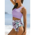 thumbnail image 3 of SHEWIN Women Bikini Sets Two Piece Swimsuits Floral Print Bathing Suits High Waisted Bikini Swimwear Racerback Tops with Bottom, 3 of 6
