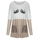 thumbnail image 5 of Moda mujer casual impreso cuello redondo manga larga otoño blusa pullver tops Pompotops FGAJ8710, 5 of 8