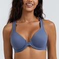 thumbnail image 6 of MELENECA Women's Racerback Front Closure Bras Plunge Unlined Full Coverage Seamless Underwire Bra Slate Blue 34E, 6 of 7