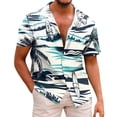 thumbnail image 1 of Shirt For Men Casual Fashion Summer Short Sleeve Buttons Printed T Shirt TopS, 1 of 5