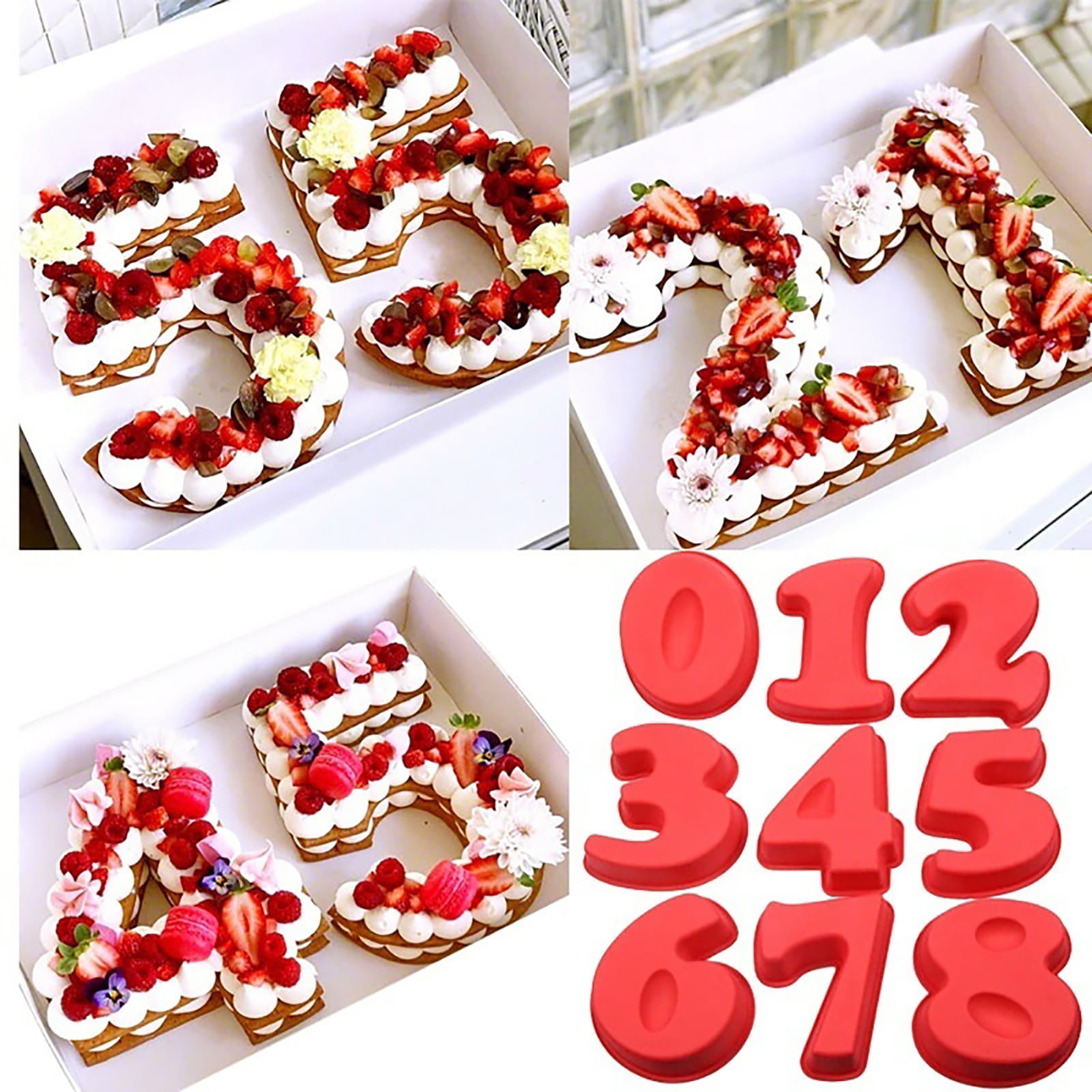 PARTYON Large 3D Numbers Cake Molds Silicone Baking Pans for Birthday and  Anniversary, Liquid Silicone Baking Molds Numbers for Cakes BPA Free,  Number