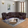 thumbnail image 2 of MAYEERTY 6-Seater Recliner Sectional Sofa Set, Leather Reclining Couch with LED Lights, USB & Storage for Living Room, Home Theater, 2 of 11
