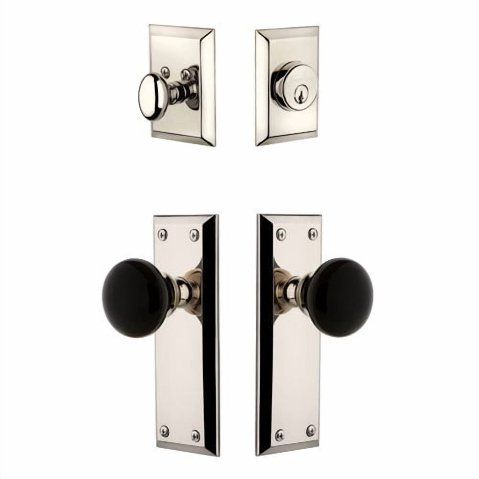 Grandeur 5th Avenue Plate Single Cylinder Knob Combo Pack with Coventry Knob and matching Deadbolt