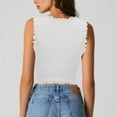 thumbnail image 4 of Womens Camisole Lace Trimmed Slim Fit Button Front Tank Top Back Detail Solid Color White XS, 4 of 6