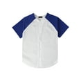 thumbnail image 2 of Ma Croix Men's Premium Baseball Tee Button Down Two Tone Raglan Short Sleeve Jersey, 2 of 7