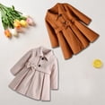 thumbnail image 2 of Yuanlook Kids Girls Long Sleeve Woolen Lapel Bow Tie Classic Elegant Winter Warm Coat For Kids, 2 of 7