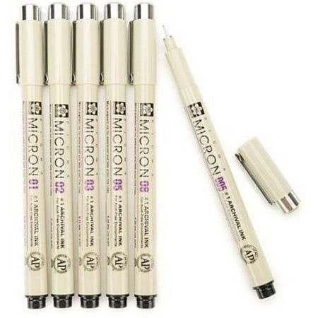 Sakura 30062 6-Piece Pigma Micron Ink Pen Set, Black