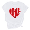 thumbnail image 2 of PNTUTB Women Valentine's Day Short Sleeve Printed Casual Printed Round Neck Loose Basic Top, 2 of 6