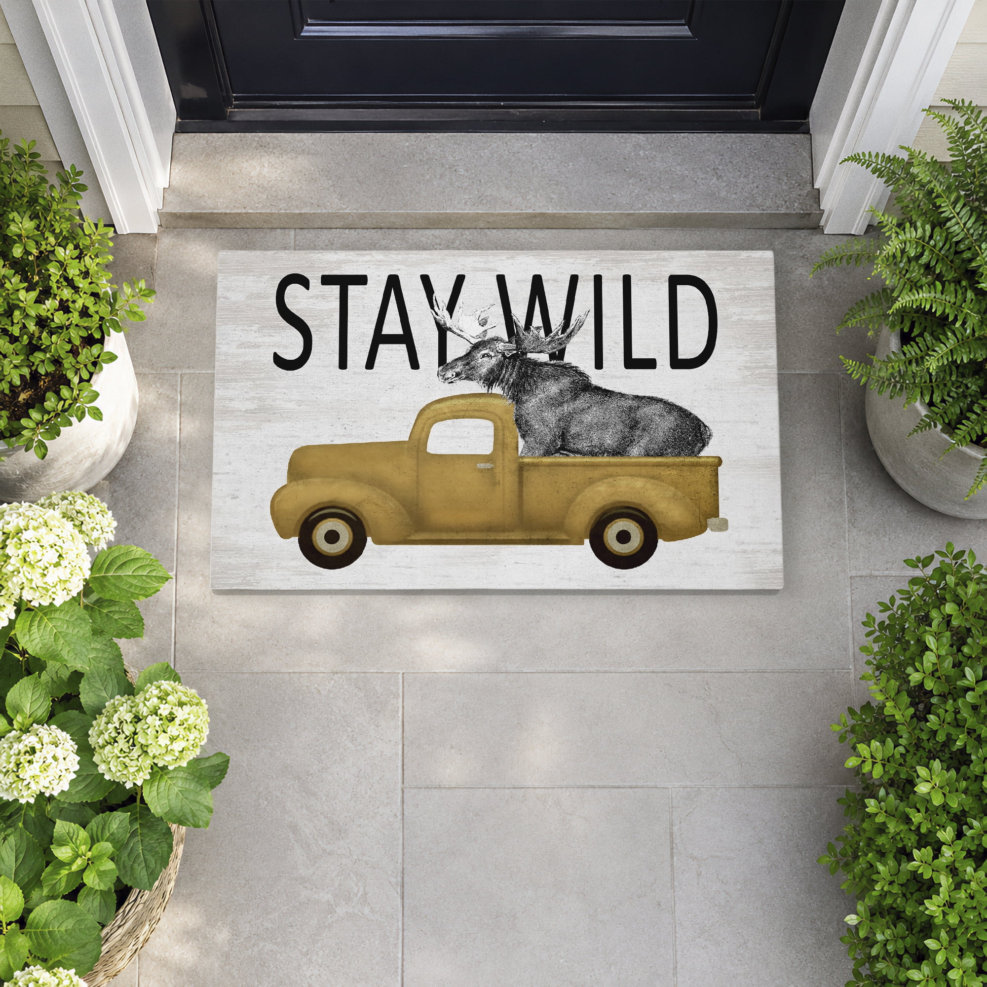 Stupell Industries Stay Wild Moose Tailgate Printed Outdoor Door Floor Mat, design by Lettered and Lined