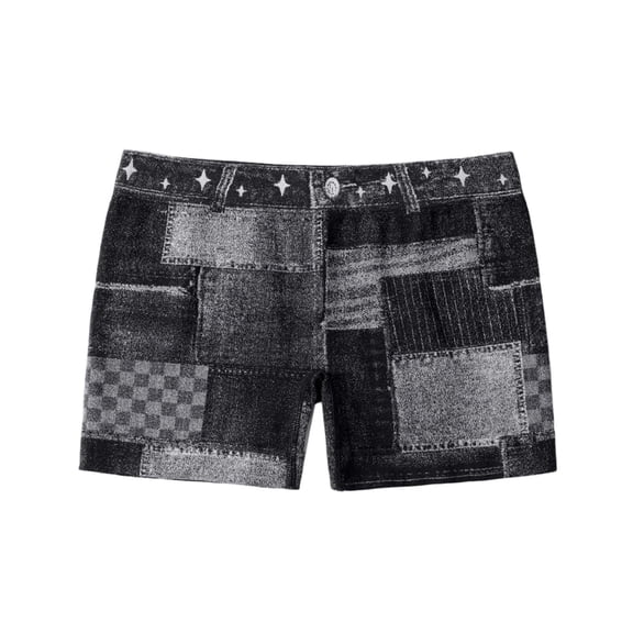 CHUMUD Womens Faux Denim Shorts Stretchy Butt Lifting Jean Shorts Booty Jegging Shorts Low Waist Skinny Mini Shorts Streetwear
