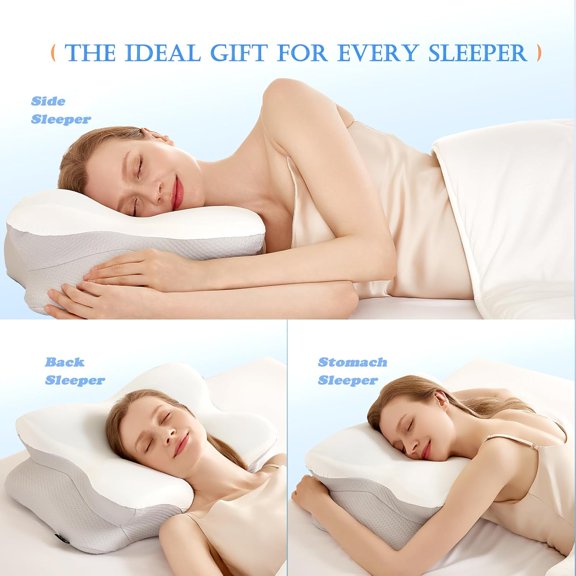 Cooling Gel Pillows for Neck and Shoulder, Cervical Pillow Cozy Sleeping,  Ergonomic Contour Memory Foam Pillows for Side Back Stomach Sleepers with Pillowcase (Grey)