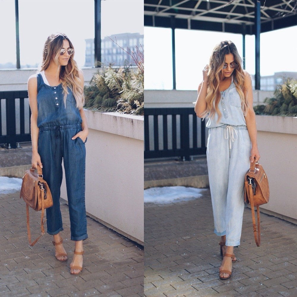 2019 new fashion Sexy Womens Fashion Sleeveless Denim Romper Jean