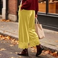 thumbnail image 6 of Lmueinov 2026 Women's Drawstring Elastic High Waist Velvet Wide Leg Pants, Lace Scalloped Hem Loose Casual Trousers with Side Pockets Autumn Winter S-3XL, 6 of 7