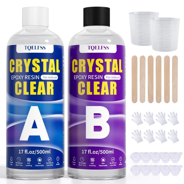 Kit de resina epóxica TQELFSS cristalina 1:1, 1 L, para bisutería