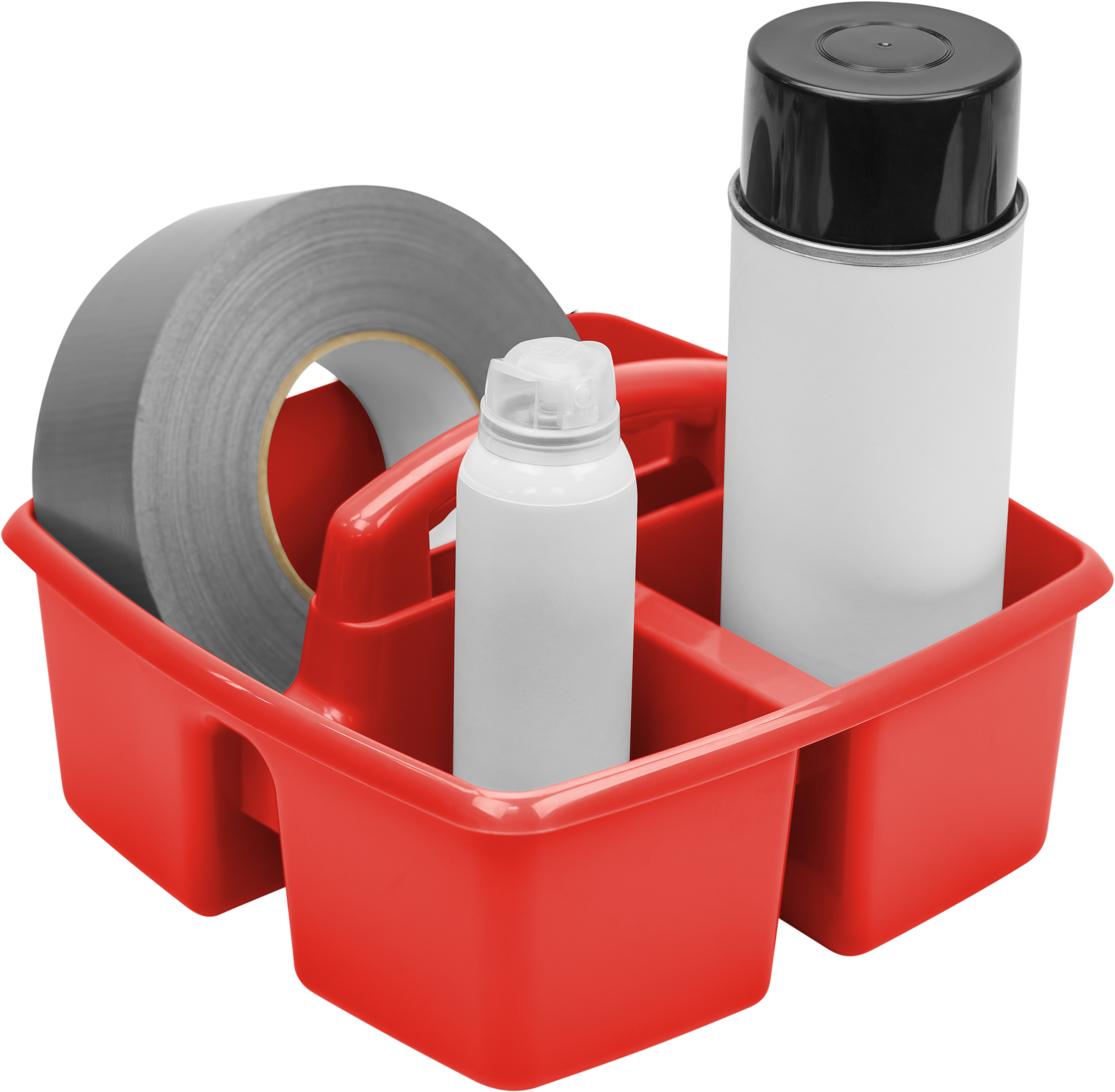 Storex Plastic Desktop Organizer Caddy with Handle, Craft and Hobby Storage Caddies, Red, 6-Pack
