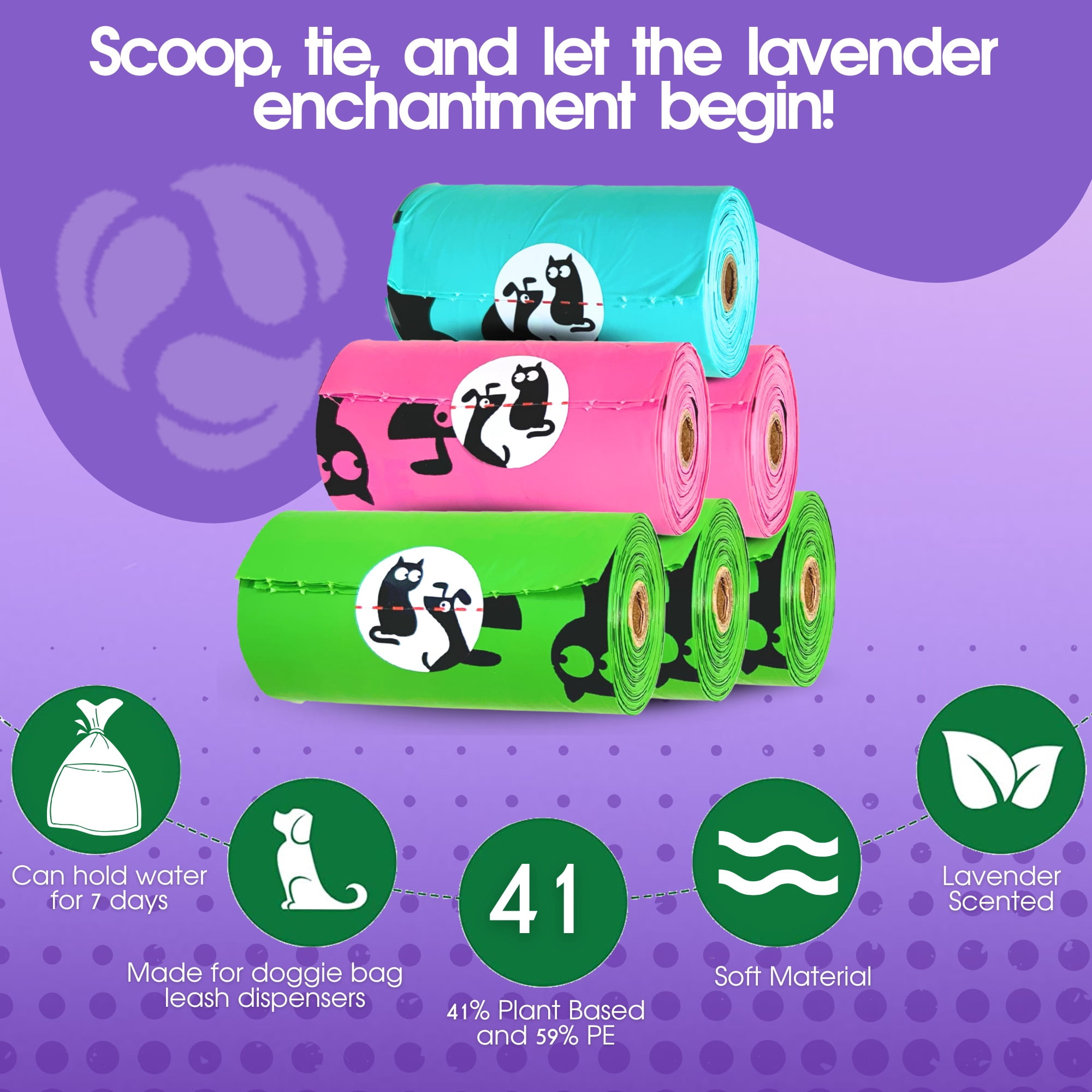 RMancipate Lavender Scented Dog Poop Bags - 270 Extra Thick Biodegradable Waste Bags With Dispenser