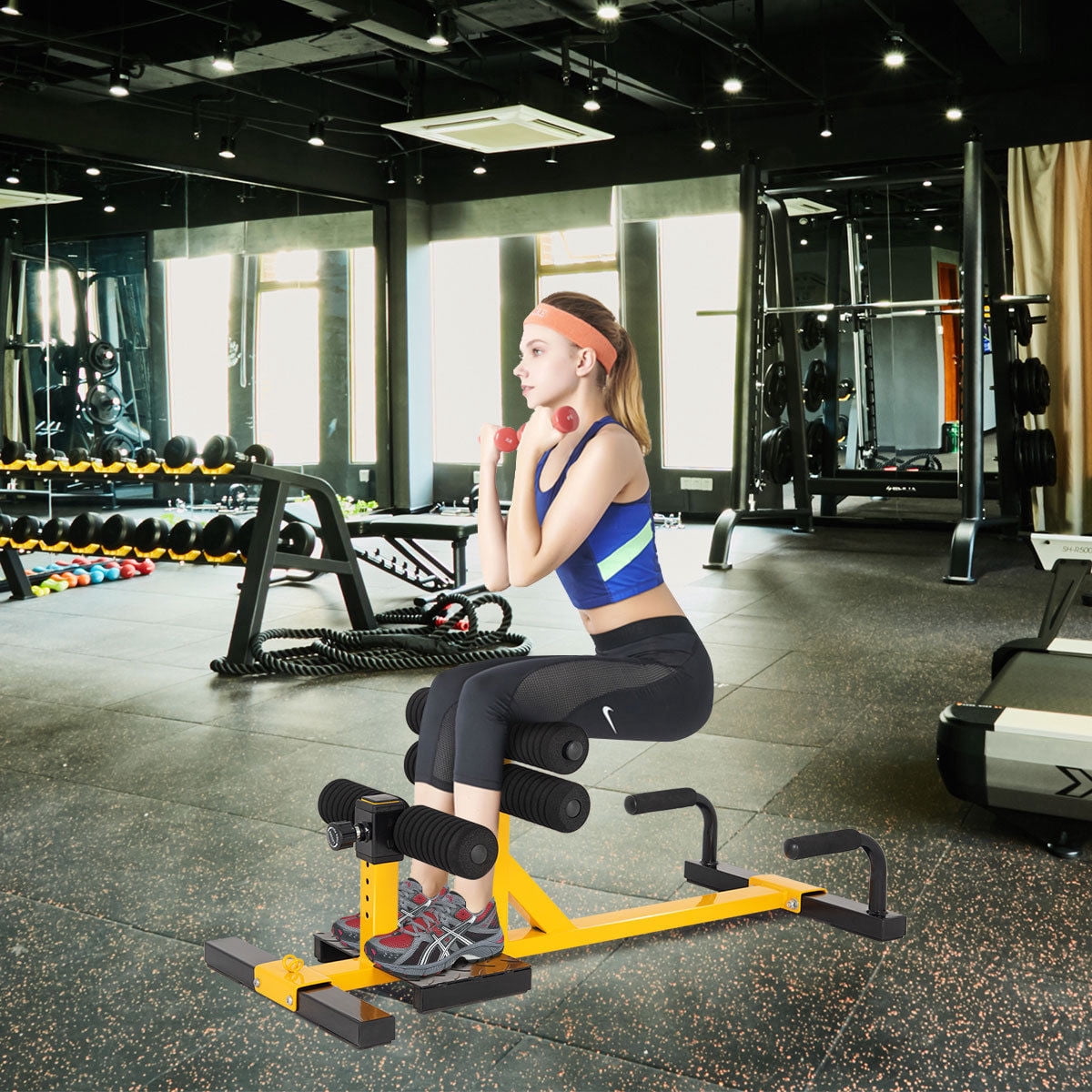 Gymax 3-in-1 Sissy Squat Push Up Ab Workout Home Gym Sit Up Machine Height Adjustable