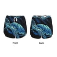 thumbnail image 6 of Uemuo Ocean Turtle Pattern Women's Athletic Shorts High Waisted Running Shorts with Liner Pockets Gym Elastic Workout Shorts-Small, 6 of 9