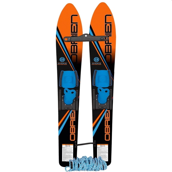 O'Brien Watersports All-Star Platform Trainers, 46" Towable Kids Waterskis with Bar & Rope