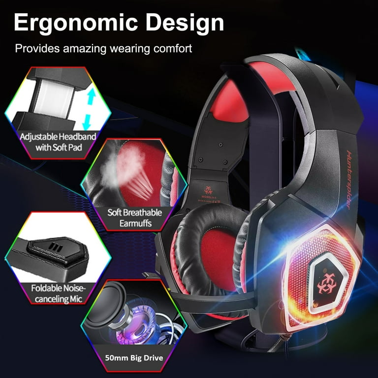 Gaming headset with mic for xbox one ps4 pc nintendo switch 2025 tablet