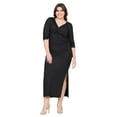 thumbnail image 3 of Plus Size V Neck Side Slit Fitted Maxi Dress, 3 of 11