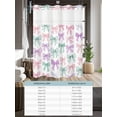thumbnail image 6 of No Hook Cloth Fabric Shower Curtain with Snap in Liner, Pink Purple Teal Waterproof Shower Curtains Set with See Through Top Window, Watercolor Bow Farmhouse Bath Curtains Shower 72"x84", 6 of 6