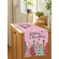 thumbnail image 6 of Pink Christmas Trees Table Runner 36 Inches Small - Winter Xmas Colorful Pine Snowflakes Kitchen Dining Burlap Linen Tablerunner for Small/Round/Square/Wedding/Coffee/Dining Table Party 13 x 36, 6 of 9