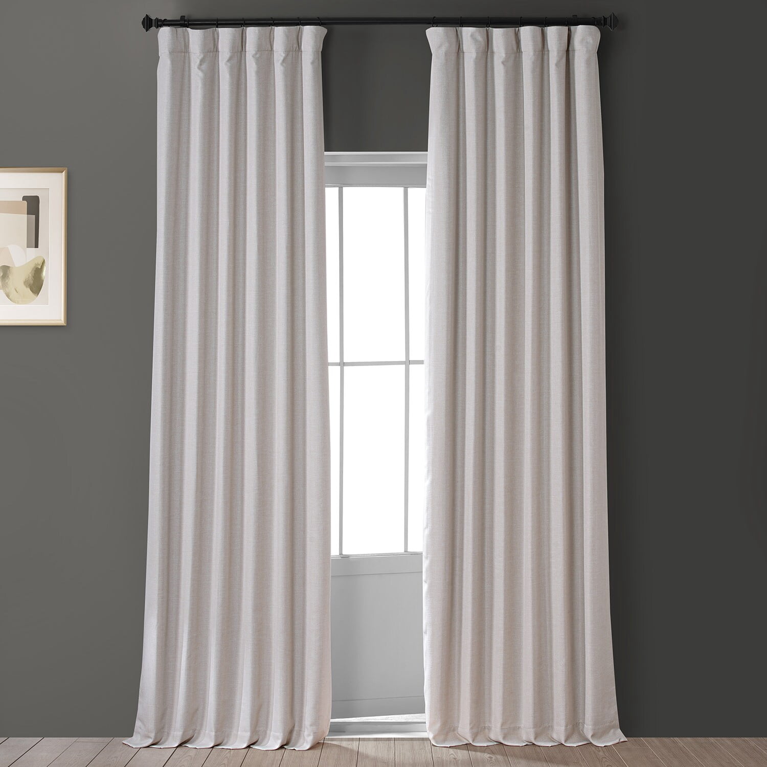 Signature Caravan Beige Faux Linen Blackout Curtain (1 Panel), Caravan Beige, 50W X 108L