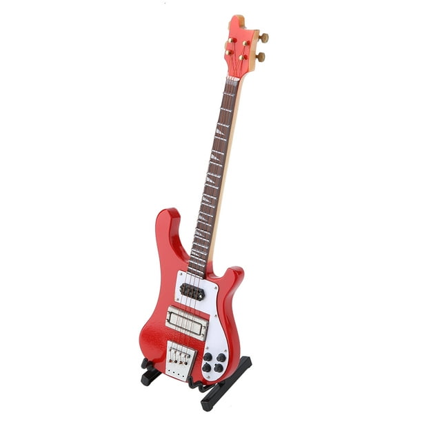 Statue deco,Mini guitare électrique modèle Miniature,Instruments de musique  de décoration avec étui et support- Red -24cm[A]
