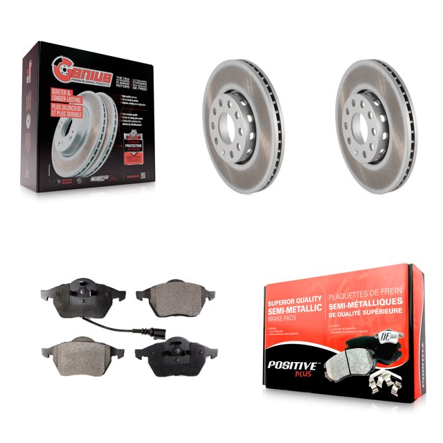 Transit Auto Front Coated Disc Brake Rotors and Semi-Metallic Pads Kit for Car Audi A6 Quattro 100 KGF-102751