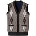 thumbnail image 1 of ameIAEA Mens Sleeveless Sweater Vest V Neck Button Down Cardigan Sweaters Fleece Lined Winter Tank Tops, 1 of 2
