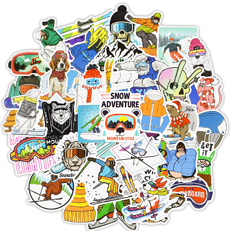 50pcs Ski Stickers for Kids Stickers for Snowboard Ski Helmets Stickers