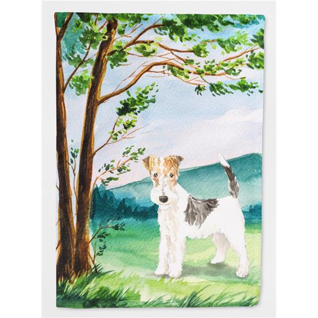 Carolines Treasures CK2550GF Under the Tree Fox Terrier Garden Size Flag