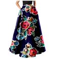 thumbnail image 5 of Baberdicy Maxi Skirt Women Bohemian Floral Print Skirt High Waist Party Beach Big Hem Long Skirts with Pockets, Blue Size: S-2Xl, 5 of 5