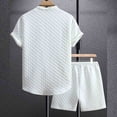 thumbnail image 5 of ZQUUVOU Men's 2 Piece Sport Set Short Sleeve Stand Collar Top and Drawstring Waist Shorts Casual Workout Outfit White, 5 of 5
