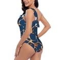 thumbnail image 4 of Rateoe Giraffe Skin Pattern Women One Piece Swimsuits Tummy Control One Shoulder Bathing Suits Ruffle Swimwear-Medium, 4 of 6