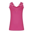 thumbnail image 3 of RYRJJ Women's V Neck Crochet Lace Strappy Cami Tank Tops Dressy Casual Loose Sleeveless Basic Tunic Blouse Shirts(z1-Hot Pink,M), 3 of 5