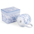 thumbnail image 6 of STP GOODS Blue Flowers Bone China Big Belly Mug in Gift Box 16.23 fl oz (480 ml) Floral Mug Coffee and Tea Mug for Latte Cocoa Chocolate, Blue and White Dinnerware, 6 of 7