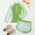 thumbnail image 2 of WOYY Big Girl's Quick Dry Long Sleeve Rashguard Shorts 2-Piece Swimsuit Bathing Suit, 2 of 3