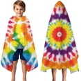 thumbnail image 3 of Tie Dye Rainbow Concentric Circles Pattern Hooded Bath Towel，50"x30" for Ages 3 To 12 Kids, Quick Dry Lightweight Soft Microfiber Hood Beach Towel Cover Up for Kids, 3 of 7