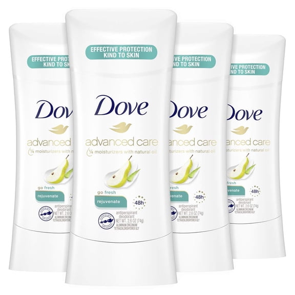 Dove Antiperspirant Deodorant Stick 48 Hour Protection And Soft And Comfortable Underarms, Rejuvenate, Deodorant For Women, 2.6 Ounce, 4 Count.