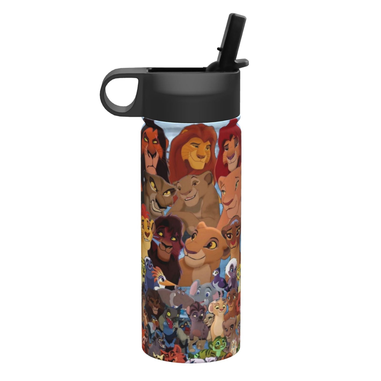 Lion Guard Insulated Water Bottle with Straw Lid, 18 oz Double Wall Vacuum Stainless Steel Kids Cup, Leak Proof Sports Thermos for Travel Fitness Hiking Outdoors