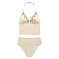 thumbnail image 2 of Swimsuit for Girls Youth Two Piece Bikini Shell Halter with Metallic Trim Detail Bathing Suits for Girls Size 12-13Y, 2 of 6