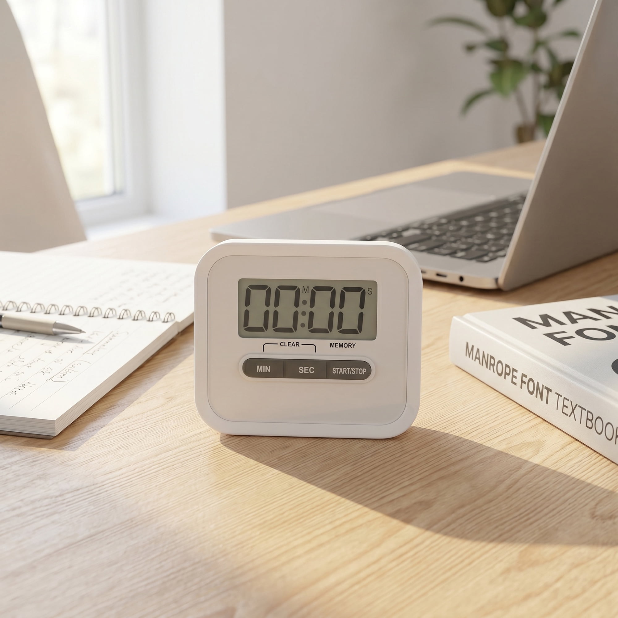 Unique Bargains Digital Loud Alarm Magnetic Backing Home Timer White
