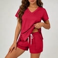 thumbnail image 2 of 2 Piece Outfits Summer,Lounge Sets for Women 2 Piece Short Sleeve Pajamas Short Sets with Pockets Spring Casual Outfits Beach Vacation Clothes, 2 of 6