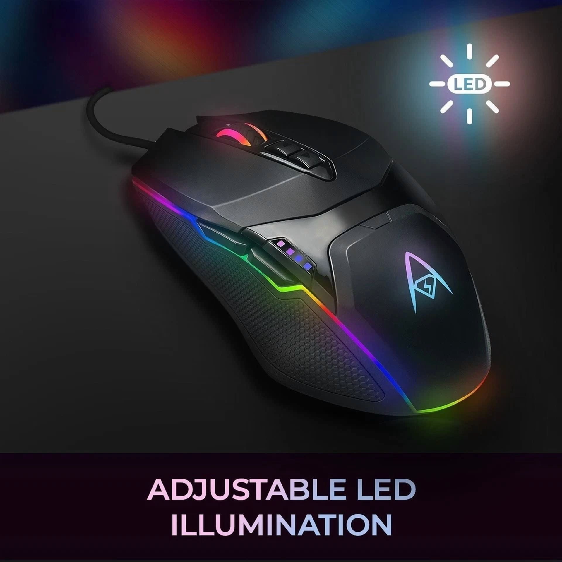 CIRCLE- Wired Usb Rgb Illuminated Gaming Mouse Adjustable Weight 6 Level Dpi