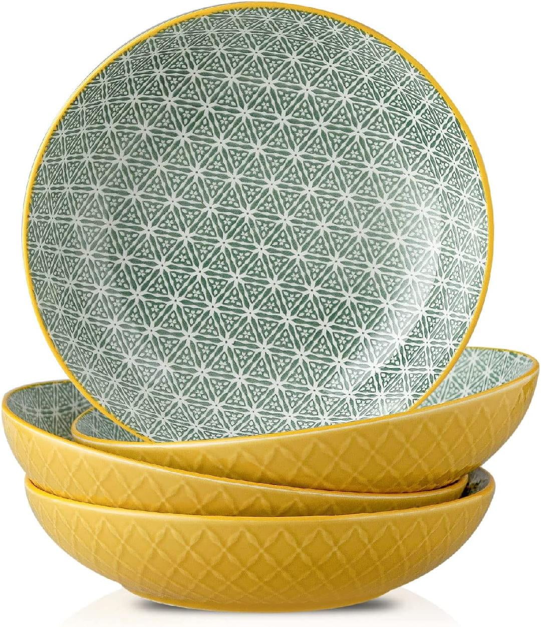 QXXSJ Ceramic 50 Ounce Pasta Bowls Set Of 4, 8.6 Inch Large Salad